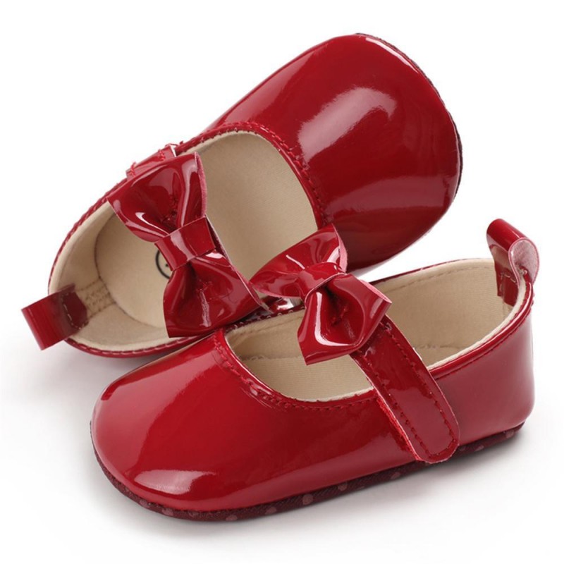 Baby Girls Solid Cute PU Magic Tape Shoes Baby Shoes