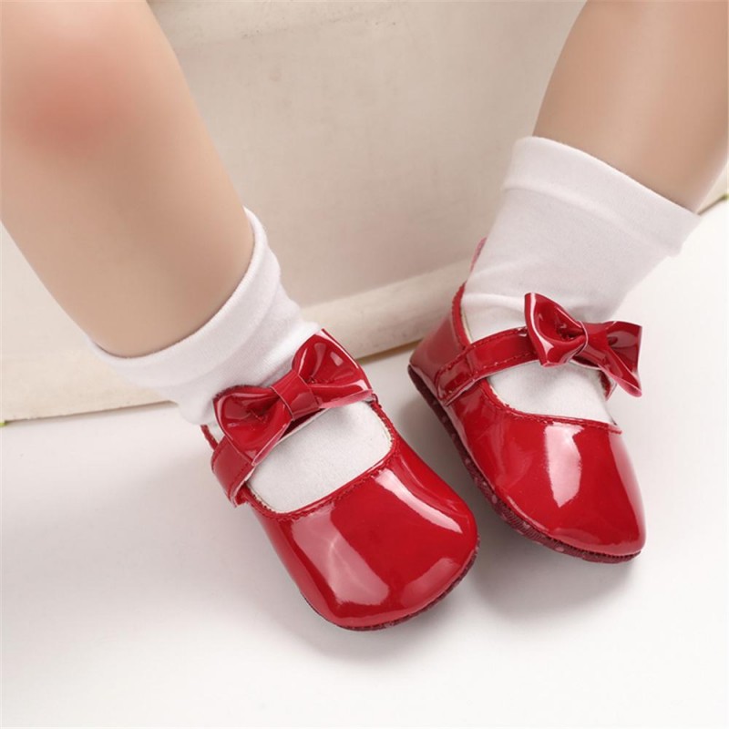 Baby Girls Solid Cute PU Magic Tape Shoes Baby Shoes