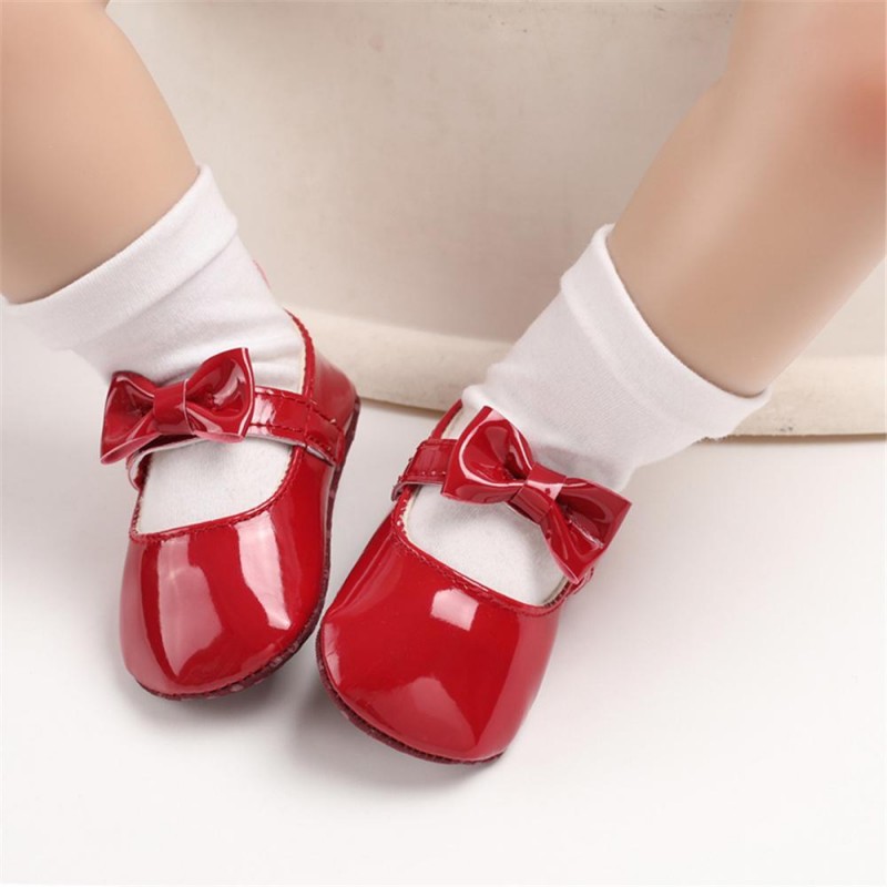 Baby Girls Solid Cute PU Magic Tape Shoes Baby Shoes