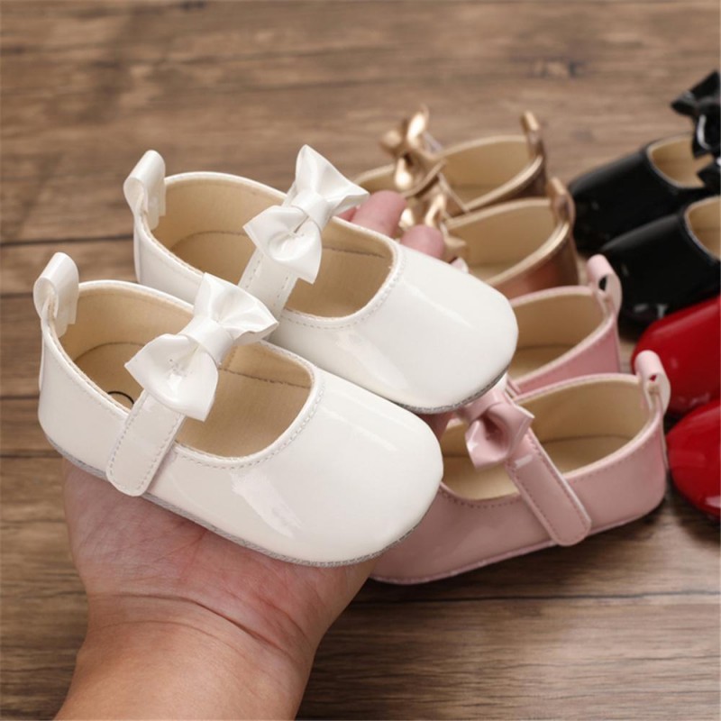 Baby Girls Solid Cute PU Magic Tape Shoes Baby Shoes