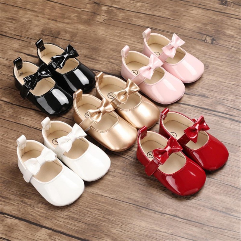 Baby Girls Solid Cute PU Magic Tape Shoes Baby Shoes