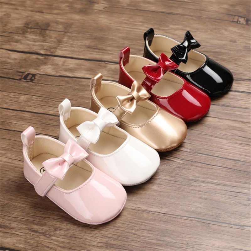Baby Girls Solid Cute PU Magic Tape Shoes Baby Shoes