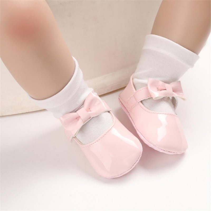 Baby Girls Solid Cute PU Magic Tape Shoes Baby Shoes