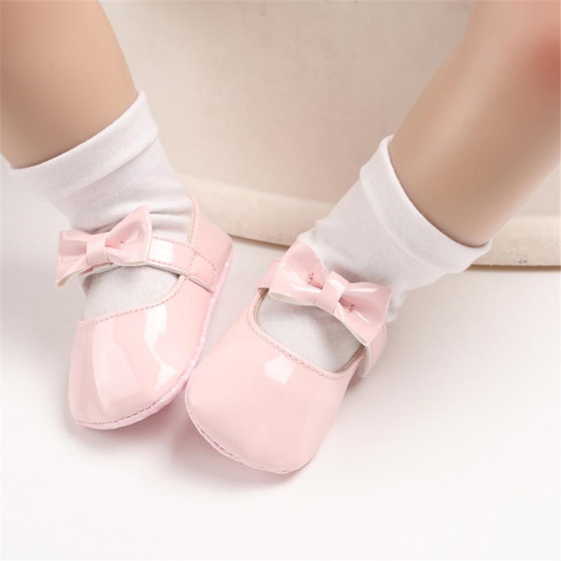 Baby Girls Solid Cute PU Magic Tape Shoes Baby Shoes