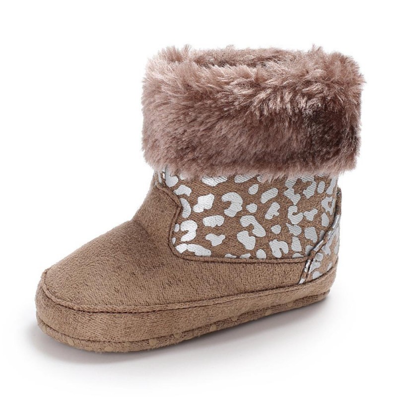 Baby Girls Solid Printed Winter Fur Boots Children Shoes