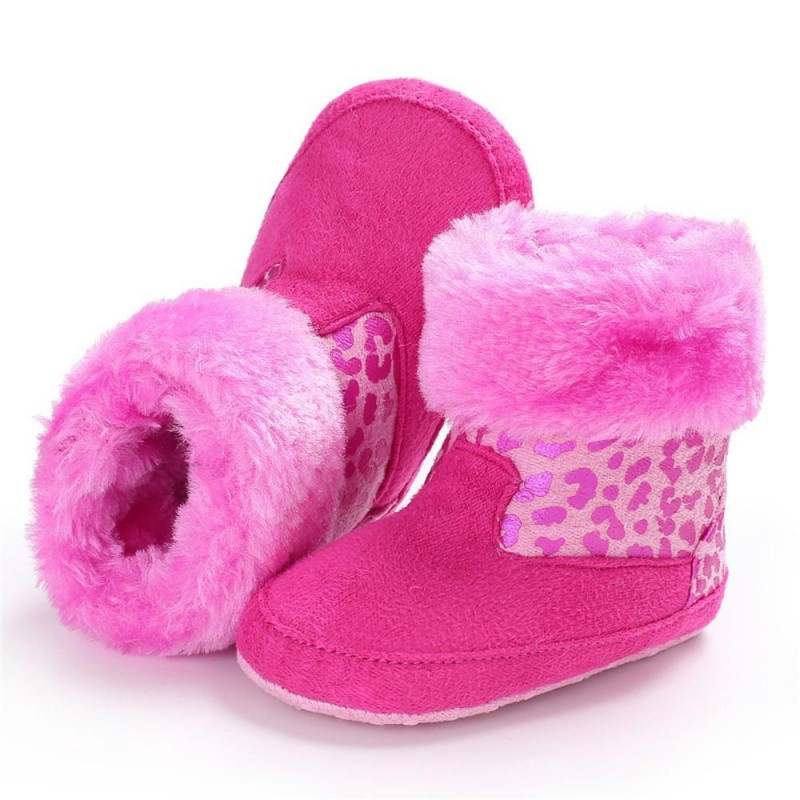 Baby Girls Solid Printed Winter Fur Boots Children Shoes