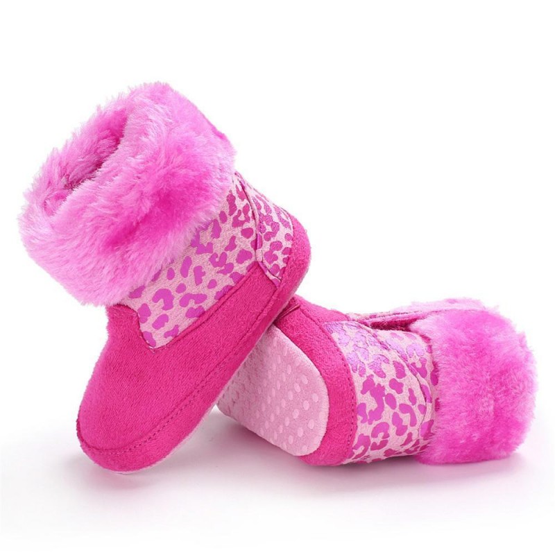 Baby Girls Solid Printed Winter Fur Boots Children Shoes