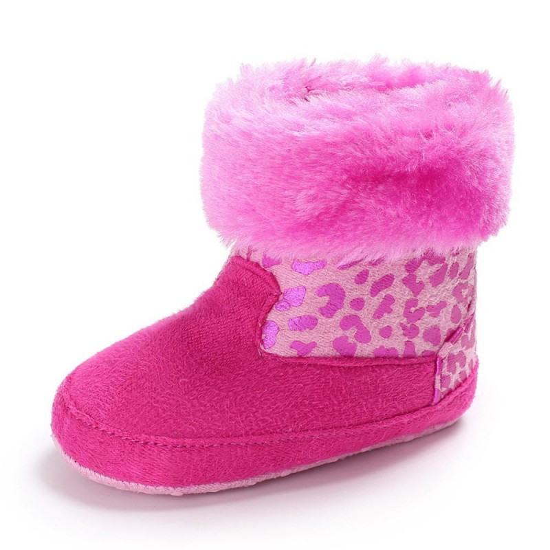Baby Girls Solid Printed Winter Fur Boots Children Shoes