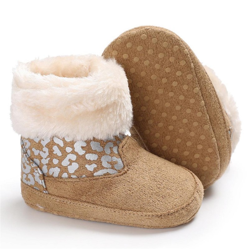 Baby Girls Solid Printed Winter Fur Boots Children Shoes