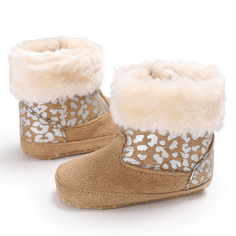 Baby Girls Solid Printed Winter Fur Boots Children Shoes