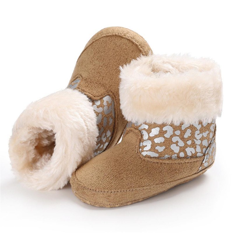 Baby Girls Solid Printed Winter Fur Boots Children Shoes