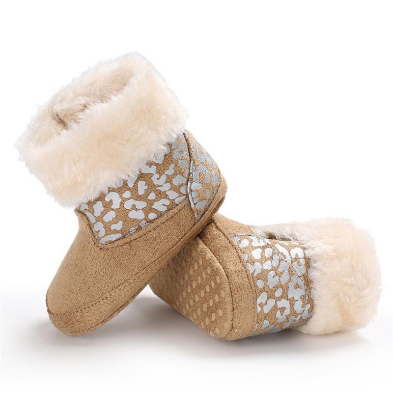 Baby Girls Solid Printed Winter Fur Boots Children Shoes