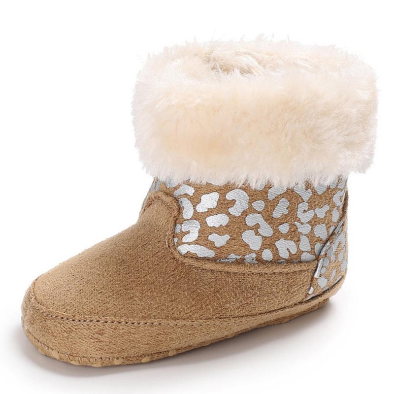 Baby Girls Solid Printed Winter Fur Boots Children Shoes