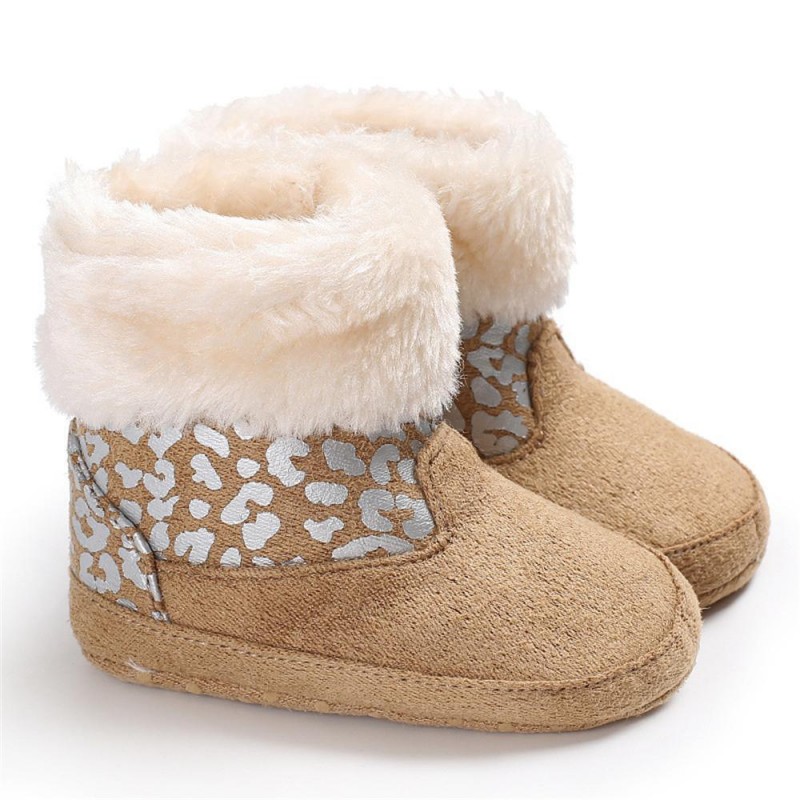 Baby Girls Solid Printed Winter Fur Boots Children Shoes