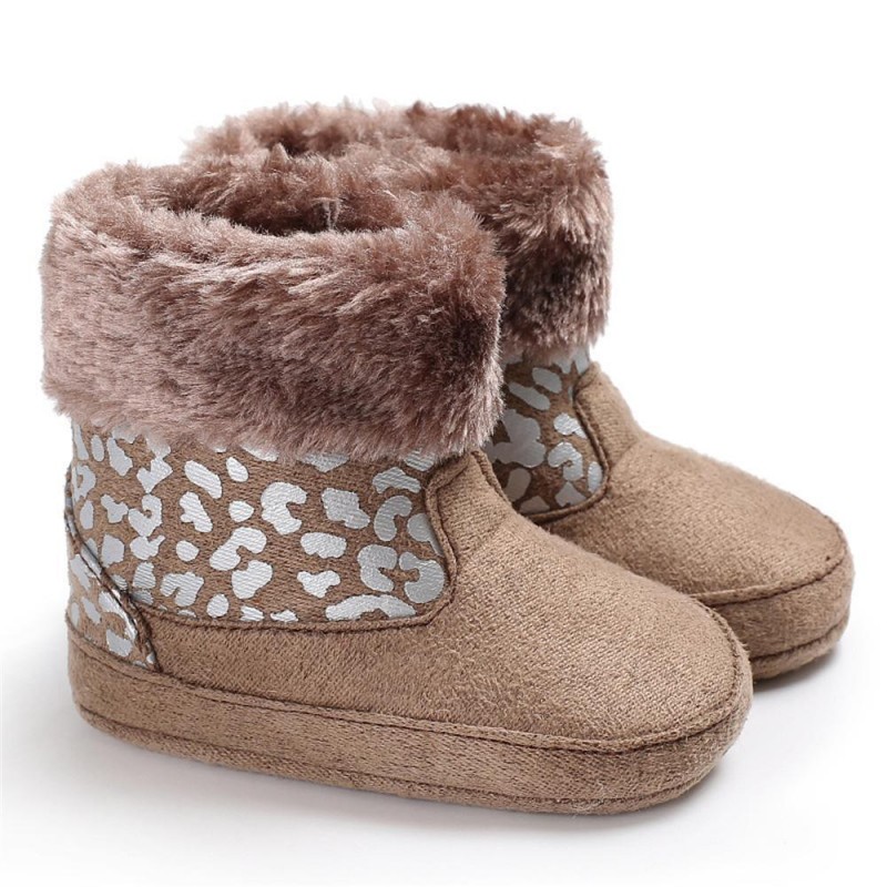 Baby Girls Solid Printed Winter Fur Boots Children Shoes