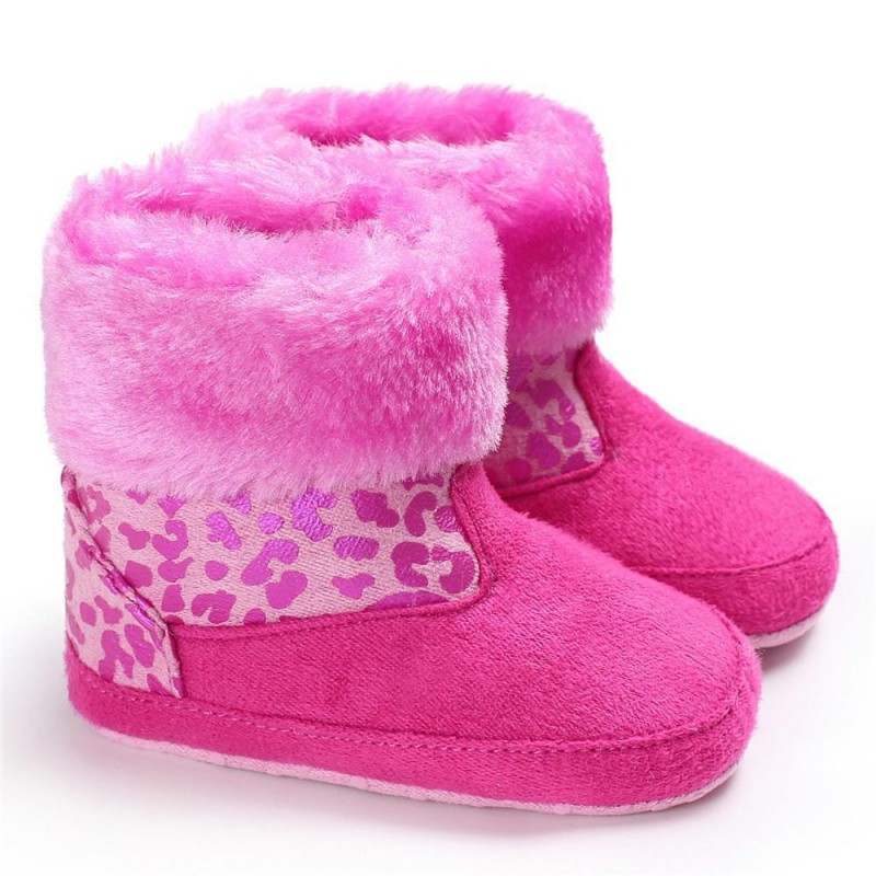 Baby Girls Solid Printed Winter Fur Boots Children Shoes