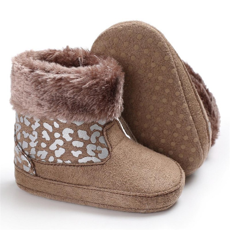 Baby Girls Solid Printed Winter Fur Boots Children Shoes