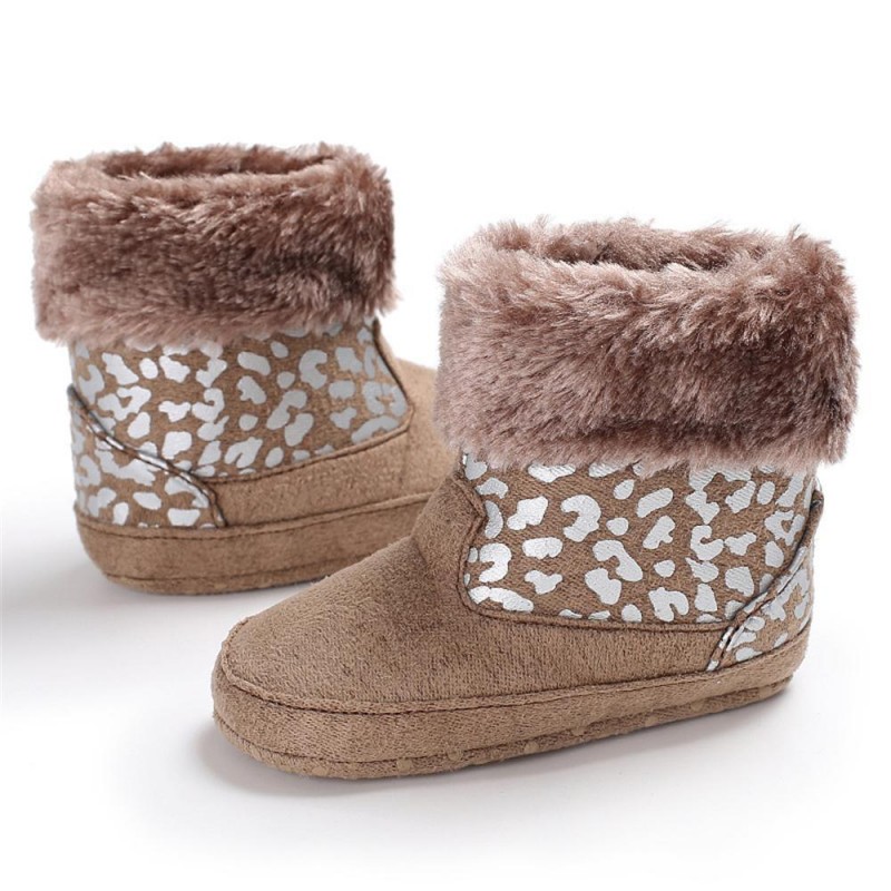 Baby Girls Solid Printed Winter Fur Boots Children Shoes