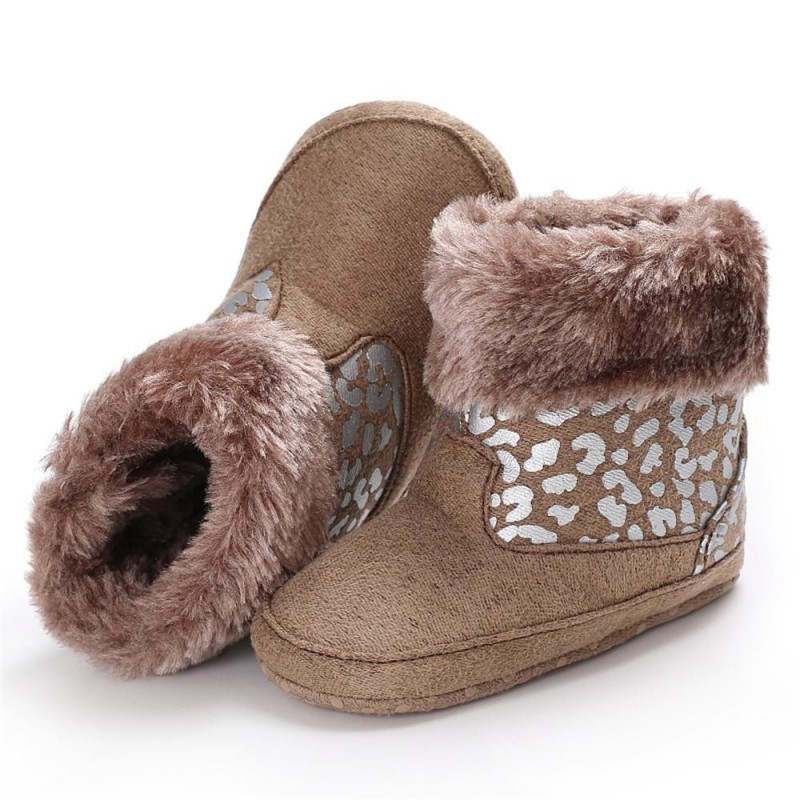 Baby Girls Solid Printed Winter Fur Boots Children Shoes