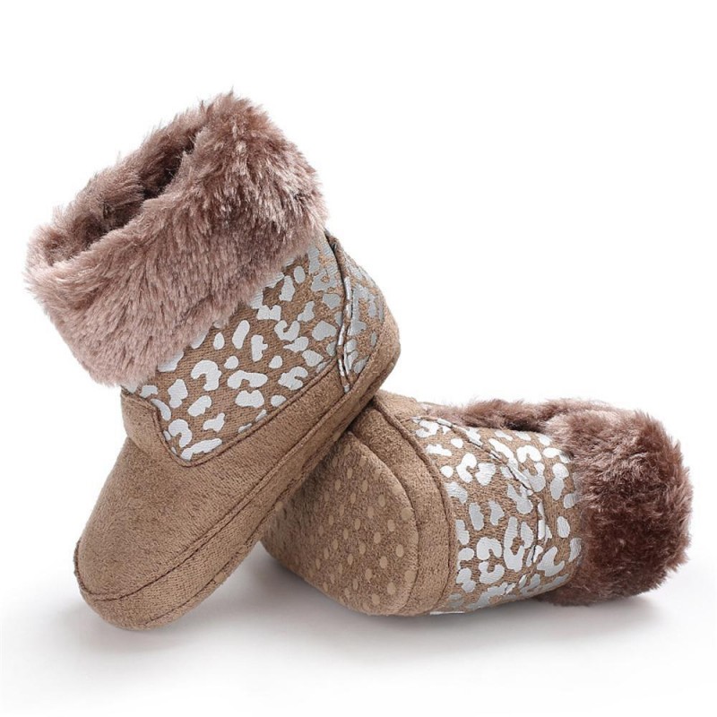 Baby Girls Solid Printed Winter Fur Boots Children Shoes