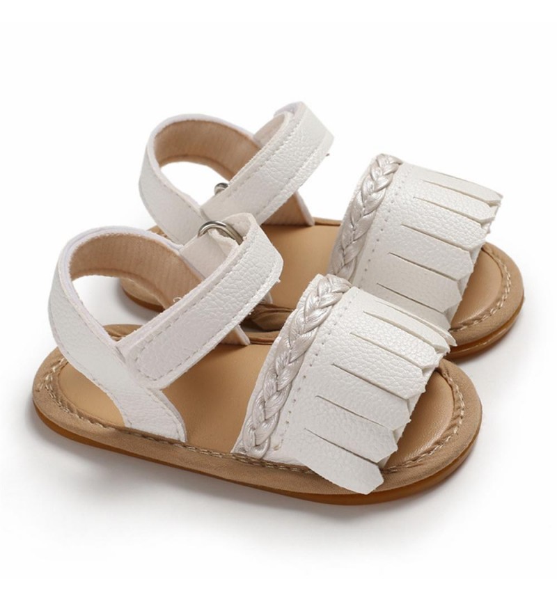 Baby Girls Tassel Magic Tape Open Toe Buckle Sandals Girls Shoes 