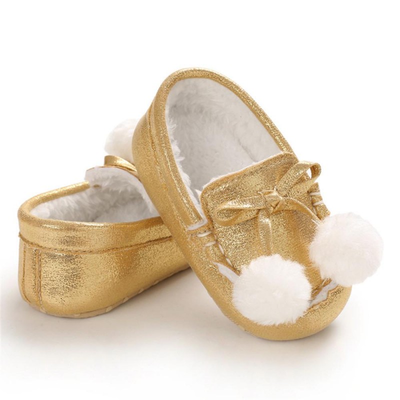 Baby Girls Warm Slip On Flats Winter Shoes