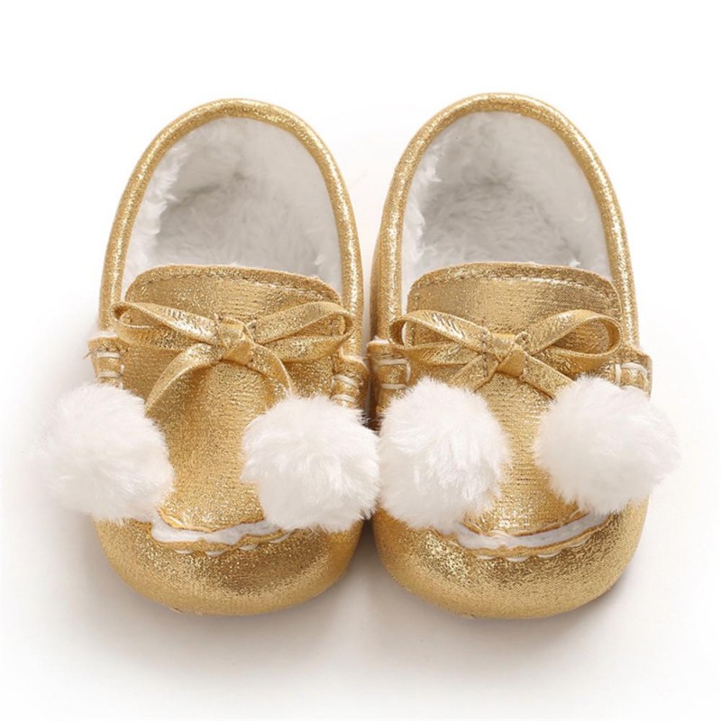 Baby Girls Warm Slip On Flats Winter Shoes