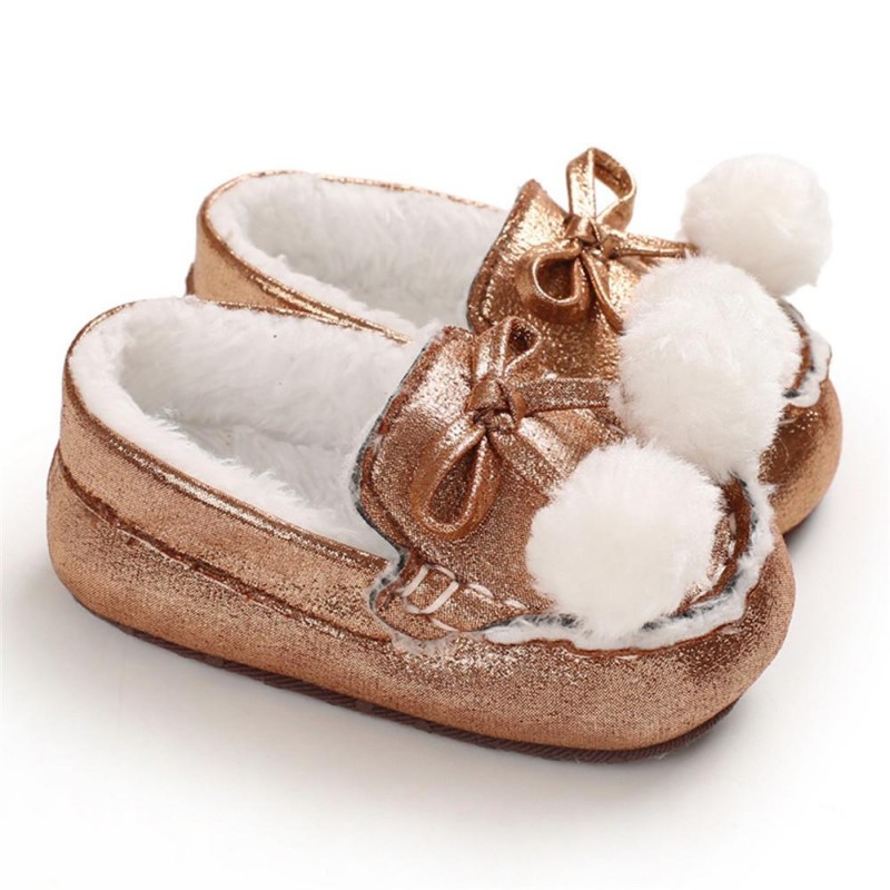 Baby Girls Warm Slip On Flats Winter Shoes