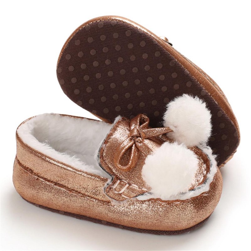 Baby Girls Warm Slip On Flats Winter Shoes
