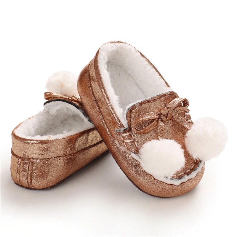 Baby Girls Warm Slip On Flats Winter Shoes