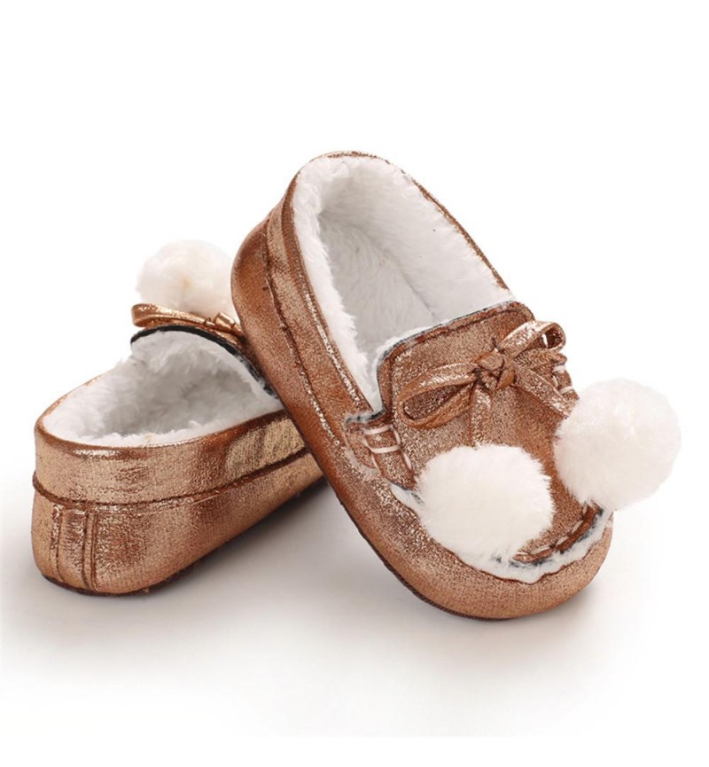 Baby Girls Warm Slip On Flats Winter Shoes