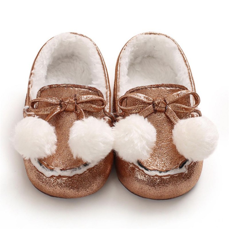 Baby Girls Warm Slip On Flats Winter Shoes