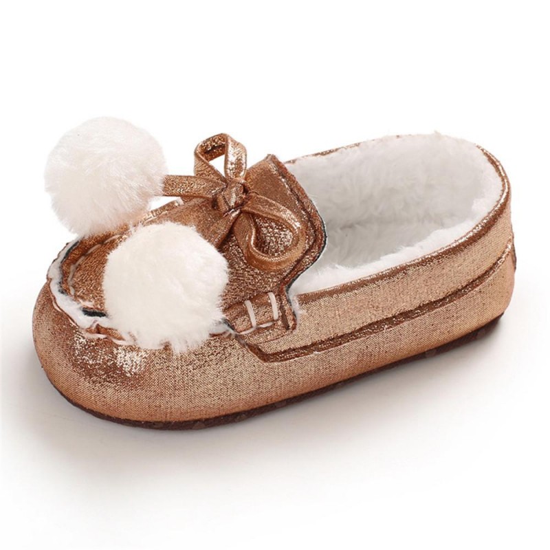 Baby Girls Warm Slip On Flats Winter Shoes