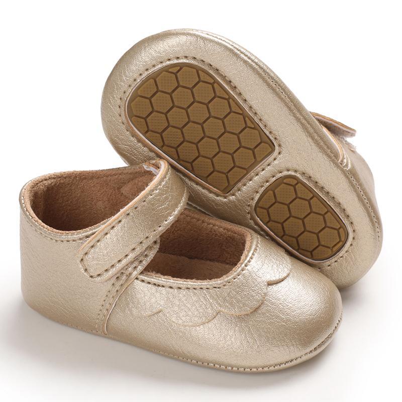 Solid Velcro Design Children Shoes for Baby Girl
