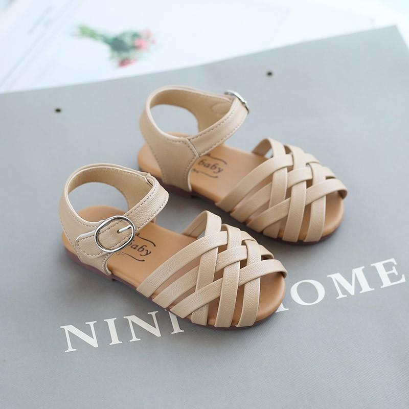 kids clothing toddle girls shoes Sandals Velcro weave Sandals 