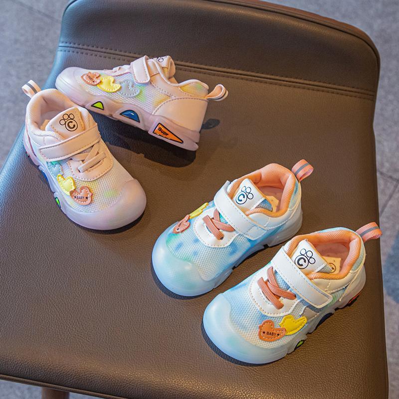 childrens clothing online Toddler Girl Heart-shape Print Velcro Sport Shoes 