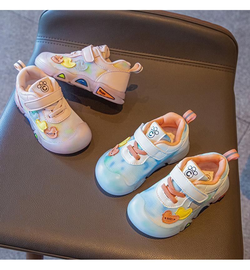 childrens clothing online Toddler Girl Heart-shape Print Velcro Sport Shoes 