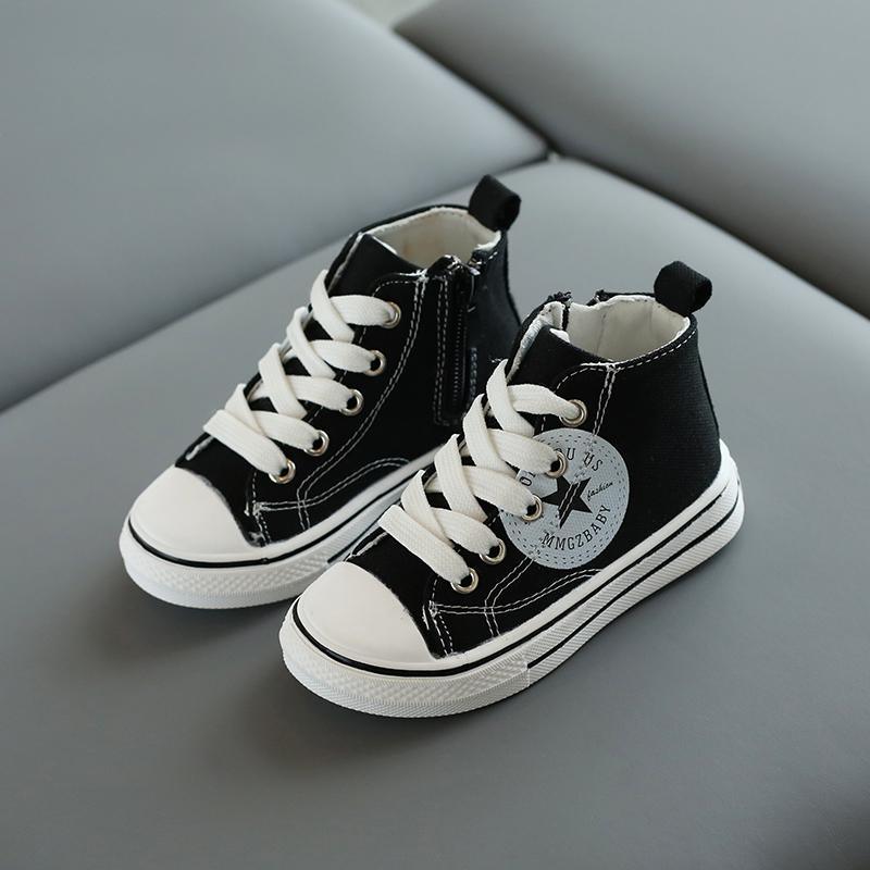 children's loungewear toddle girl Side zipper High top canvas shoes 