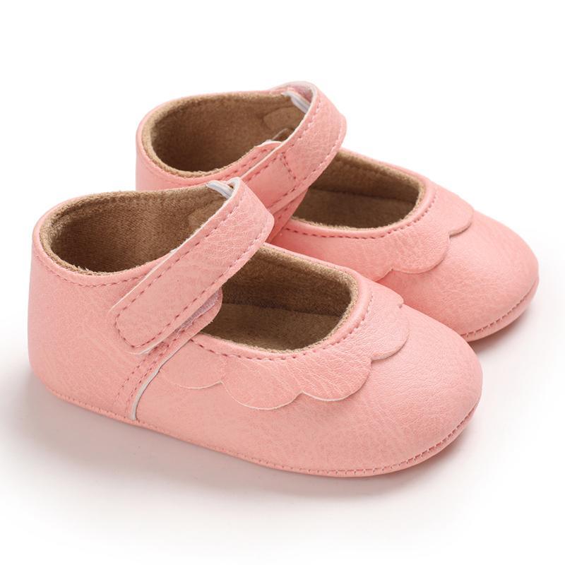 Solid Velcro Design Children Shoes for Baby Girl