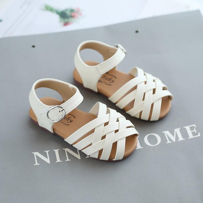 kids clothing toddle girls shoes Sandals Velcro weave Sandals 