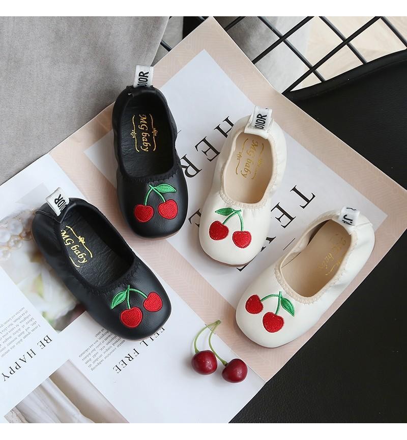 Cherry Pattern Leather Shoes for Toddler Girl