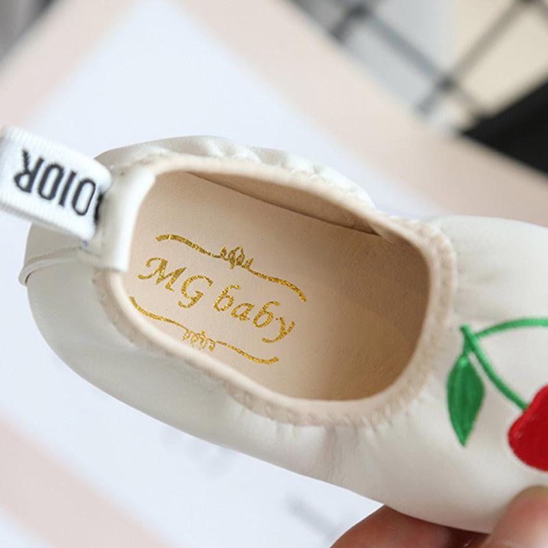 Cherry Pattern Leather Shoes for Toddler Girl