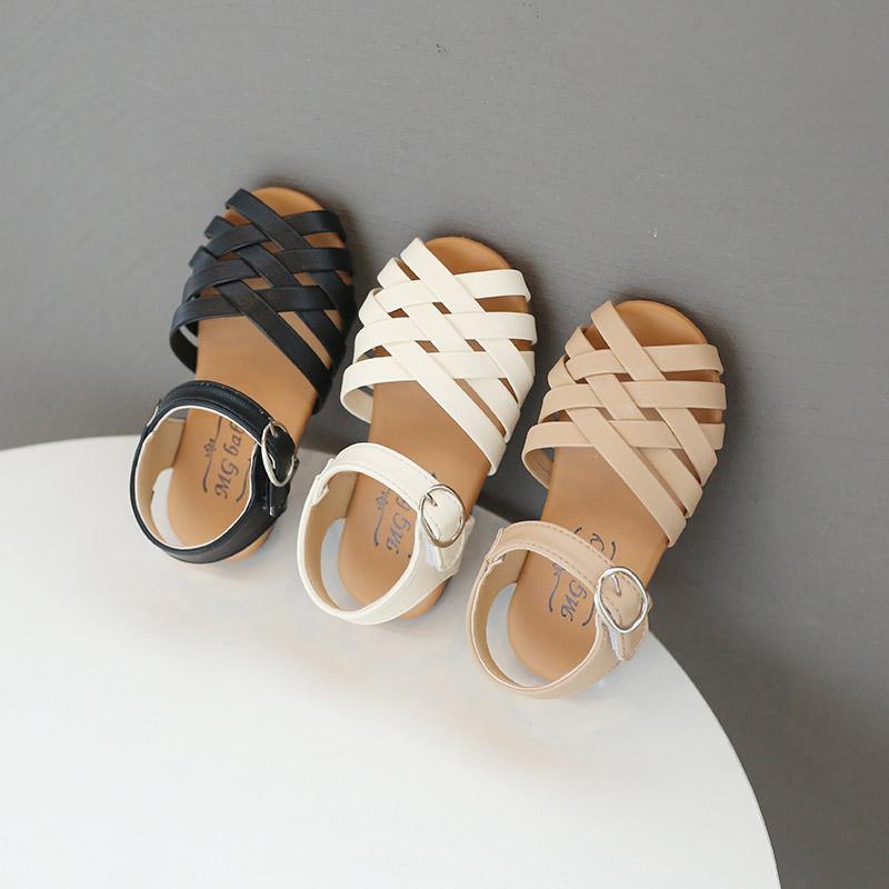 kids clothing toddle girls shoes Sandals Velcro weave Sandals 
