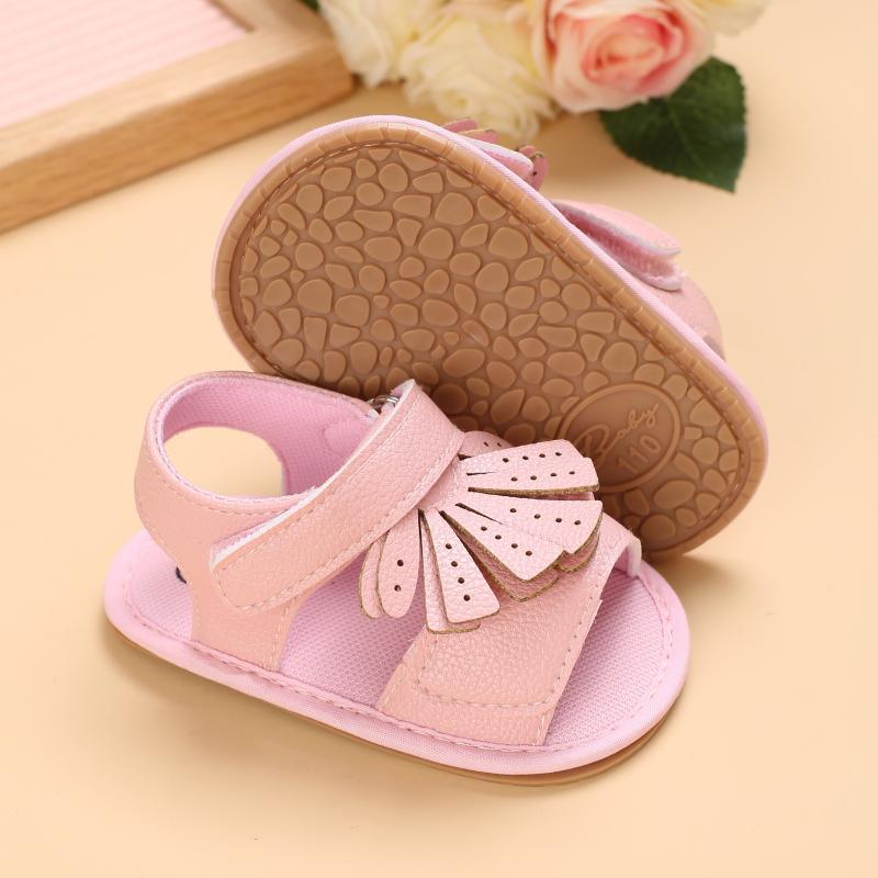 Baby Girl Solid Color Tassel Decor Velcro Strap Sandals