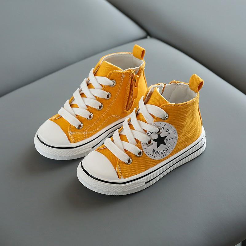 children's loungewear toddle girl Side zipper High top canvas shoes 