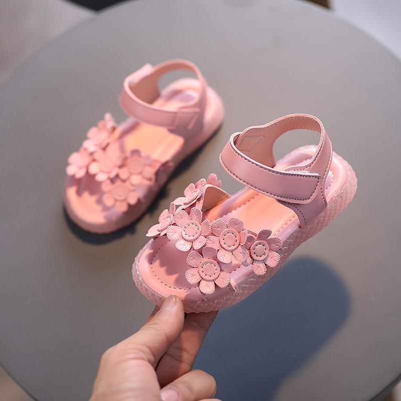 kids designer clothes Toddler Girl Solid Color 3D Flower Decor Sandals 