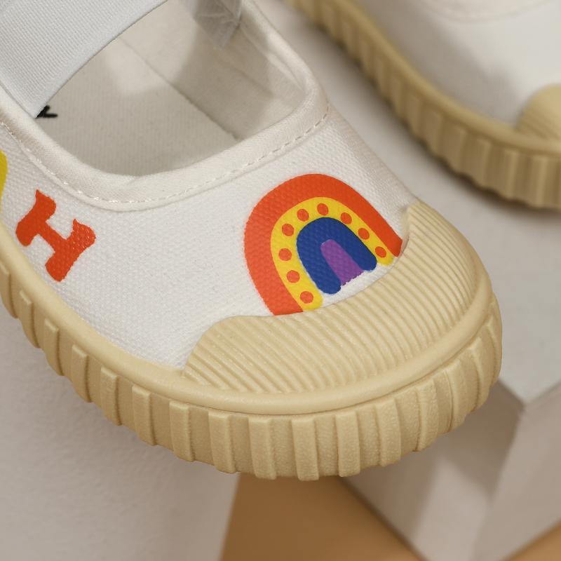 girls dresses toddle girl smiling letter printing Velcro Canvas Shoes 