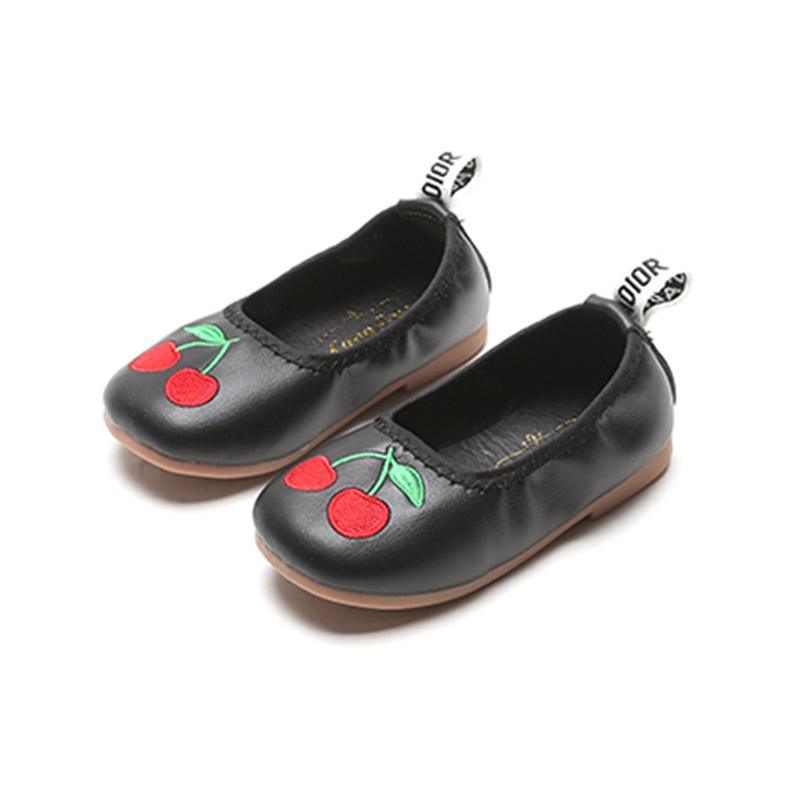 Cherry Pattern Leather Shoes for Toddler Girl