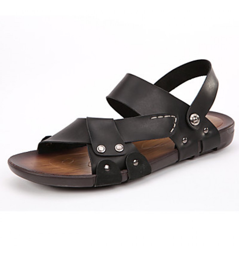   Men's Shoes Casual Leather Sandals Black / Brown  