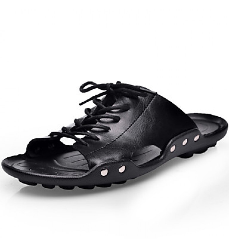 Men's Shoes Outdoor / Athletic / Casual Leather Sandals Black  